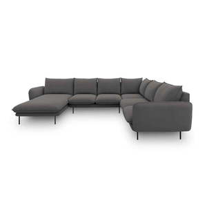 Ciemnoszara sofa w kształcie litery U Cosmopolitan Design Vienna, prawostronna obraz