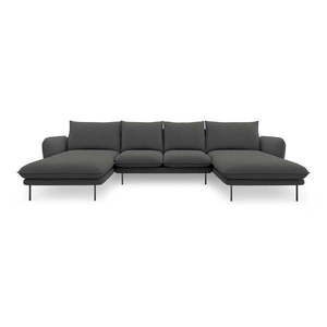 Ciemnoszara sofa w kształcie litery U Cosmopolitan Design Vienna obraz