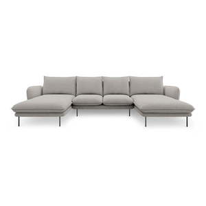 Jasnoszara sofa w kształcie litery U Cosmopolitan Design Vienna obraz