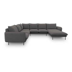 Ciemnoszara sofa w kształcie litery U Cosmopolitan Design Vienna, lewostronna obraz