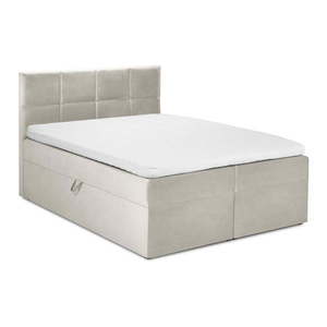 Beżowe łóżko boxspring ze schowkiem 180x200 cm Mimicry – Mazzini Beds obraz