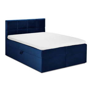 Niebieske łóżko boxspring ze schowkiem 180x200 cm Mimicry – Mazzini Beds obraz