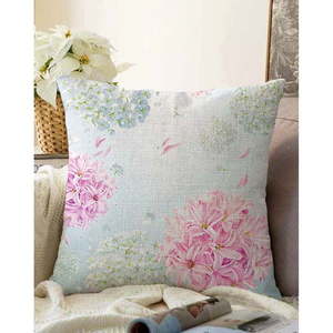 Niebieska poszewka na poduszkę z domieszką bawełny Minimalist Cushion Covers Peony, 55x55 cm obraz