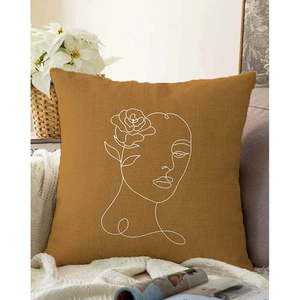 Brązowo-brązowa poszewka na poduszkę z domieszką bawełny Minimalist Cushion Covers Chenille, 55x55 cm obraz