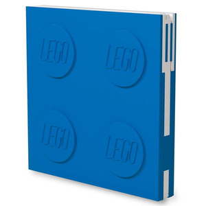Niebieski kwadratowy notatnik z długopisem żelowym LEGO®, 15, 9x15, 9 cm obraz