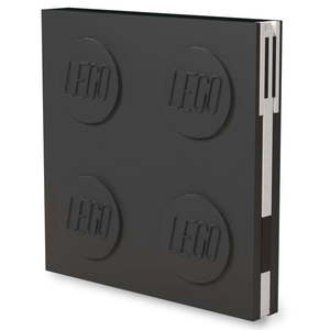 Czarny kwadratowy notatnik z długopisem żelowym LEGO®, 15, 9x15, 9 cm obraz