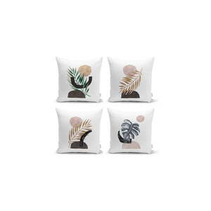Zestaw 4 dekoracyjnych poszewek na poduszki Minimalist Cushion Covers Geometric Leaf, 45x45 cm obraz
