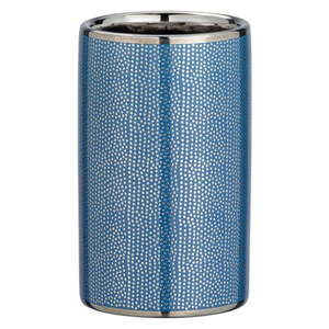 Niebieski ceramiczny kubek na szczoteczki z detalem w kolorze srebra Wenko Nuria obraz