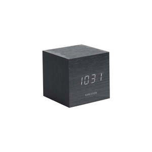 Czarny budzik Karlsson Mini Cube, 8x8 cm obraz