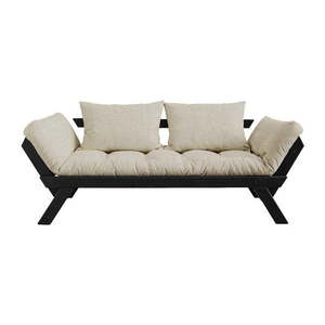 Sofa rozkładana z lnianym pokryciem Karup Design Bebop Black/Linen obraz