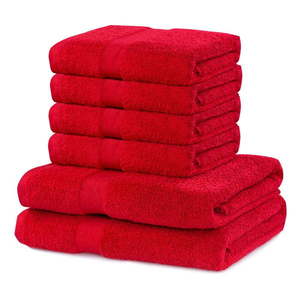 Zestaw 6 czerwonych bawełnianych ręczników DecoKing Marina obraz