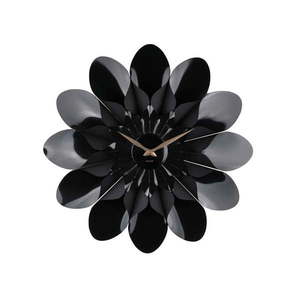 Czarny zegar ścienny Karlsson Flower, ø 60 cm obraz