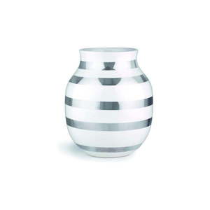Biały kamionkowy wazon z detalami w kolorze srebra Kähler Design Omaggio, wys. 20 cm obraz