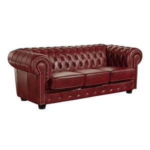 Czerwona skórzana sofa Max Winzer Norwin, 200 cm obraz