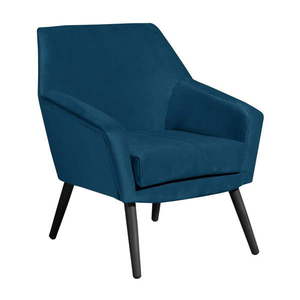 Niebieski aksamitny fotel z czarnymi nogami Max Winzer Alegro obraz