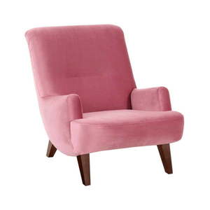 Różowy fotel z brązowymi nogami Max Winzer Brandford Suede obraz