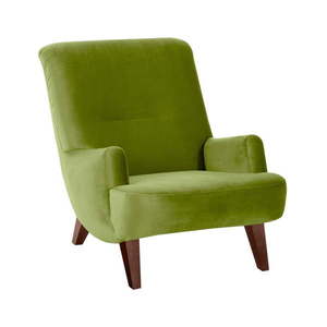 Zielony fotel z brązowymi nogami Max Winzer Brandford Suede obraz