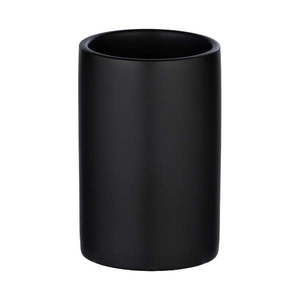 Matowy czarny ceramiczny kubek na szczoteczki Wenko Polaris obraz