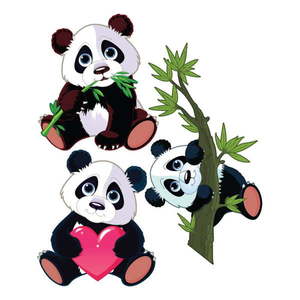 Zestaw 3 ściennych naklejek dziecięcych Ambiance Panda obraz