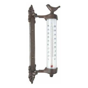 Żeliwny termometr ścienny z ptaszkiem Esschert Design Dekor Bird, wys. 27, 3 cm obraz