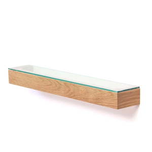 Półka z drewna dębowego ze szklanym blatem Wireworks Mezza, 55 cm obraz