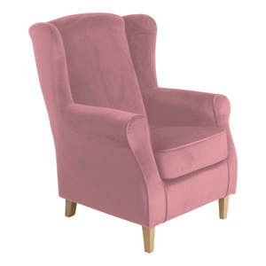 Różowy fotel uszak Max Winzer Lorris Velour Rose obraz