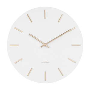 Biały zegar ścienny ze wskazówkami w kolorze złota Karlsson Charm, ø 30 cm obraz