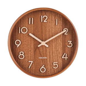 Brązowy zegar ścienny z drewna lipy Karlsson Pure Small, ø 22 cm obraz