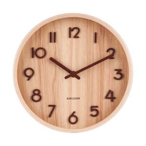 Jasnobrązowy zegar ścienny z drewna lipy Karlsson Pure Small, ø 22 cm obraz