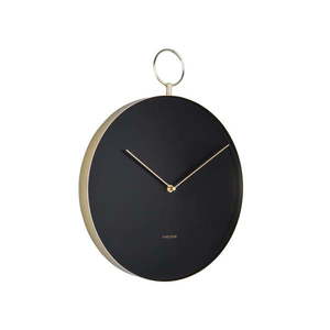 Czarny metalowy zegar ścienny Karlsson Hook, ø 34 cm obraz