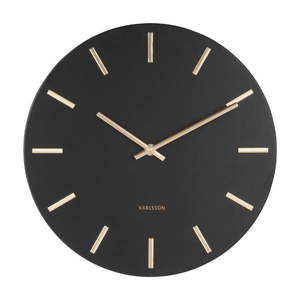 Czarny zegar ścienny ze wskazówkami w kolorze złota Karlsson Charm, ø 30 cm obraz