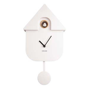 Biały wahadłowy zegar ścienny Karlsson Modern Cuckoo, 21, 5x41, 5 cm obraz