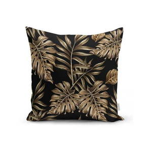 Poszewka na poduszkę Minimalist Cushion Covers Golden Leafes With Black BG, 45x45 cm obraz