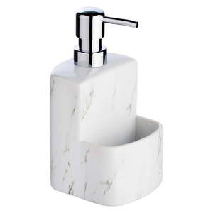 Biały ceramiczny dozownik do mydła Wenko Festival Marble, 380 ml obraz