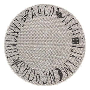 Czarno-szary dywan dla dzieci Ragami Letters, ø 160 cm obraz