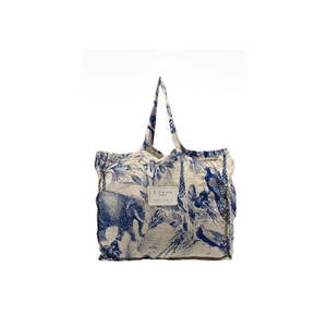 Niebiesko-biała materiałowa torba na zakupy Surdic Safari obraz