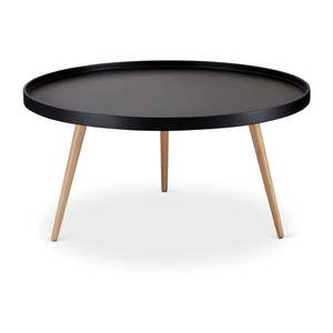 Czarny stolik z nogami z drewna bukowego Furnhouse Opus, Ø 90 cm obraz