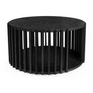 Czarny stolik z drewna dębowego Woodman Drum, ø 83 cm obraz