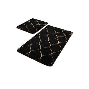 Zestaw 2 czarnych prostokątnych dywaników łazienkowych Chilai Gold Wave obraz