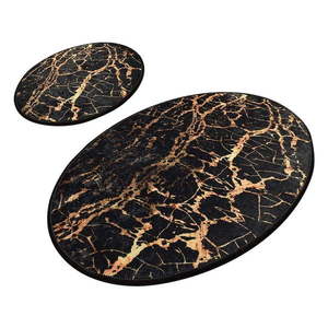 Zestaw 2 czarnych owalnych dywaników łazienkowych Chilai Gold Marble obraz