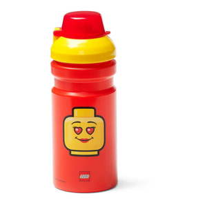 Czerwona butelka na wodę z żółtą zakrętką LEGO® Iconic, 390 ml obraz