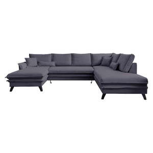 Antracytowa rozkładana sofa w kształcie litery "U" Miuform Charming Charlie, prawostronna obraz