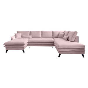 Pudroworóżowa rozkładana sofa w kształcie litery "U" Miuform Charming Charlie, prawostronna obraz