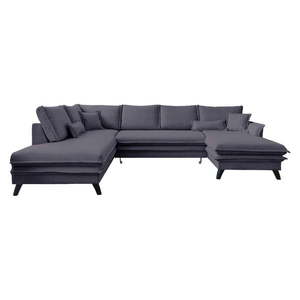 Antracytowa rozkładana sofa w kształcie litery "U" Miuform Charming Charlie, lewostronna obraz