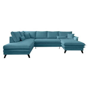 Turkusowa rozkładana sofa w kształcie litery "U" Miuform Charming Charlie, lewostronna obraz