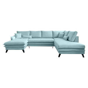 Jasnoniebieska rozkładana sofa w kształcie litery "U" Miuform Charming Charlie, prawostronna obraz