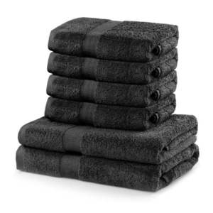 Zestaw 6 ciemnoszarych ręczników DecoKing Marina obraz