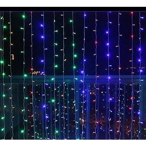 Świąteczna kurtyna świetlna - 3x3m, 300 LED, kolorowa obraz