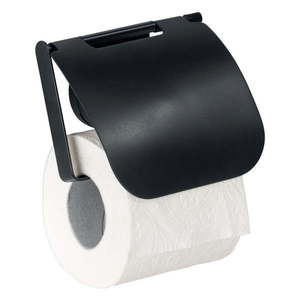 Czarny uchwyt ścienny na papier toaletowy Wenko Static-Loc® Plus obraz