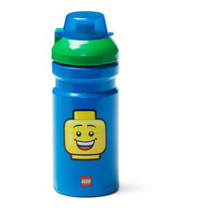 Niebieska butelka na wodę z zieloną zakrętką LEGO® Iconic, 390 ml obraz